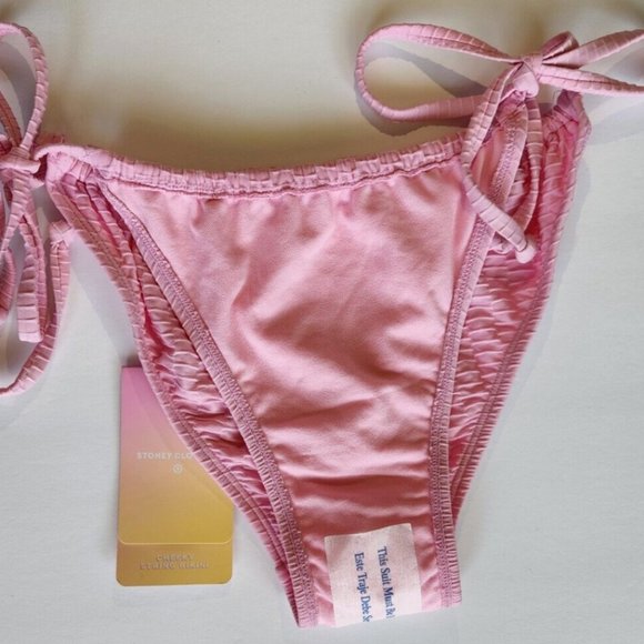 Stoney Clover Lane x Target NWT Women's Pink Textured String Bikini Bottom Sz S - Picture 7 of 9